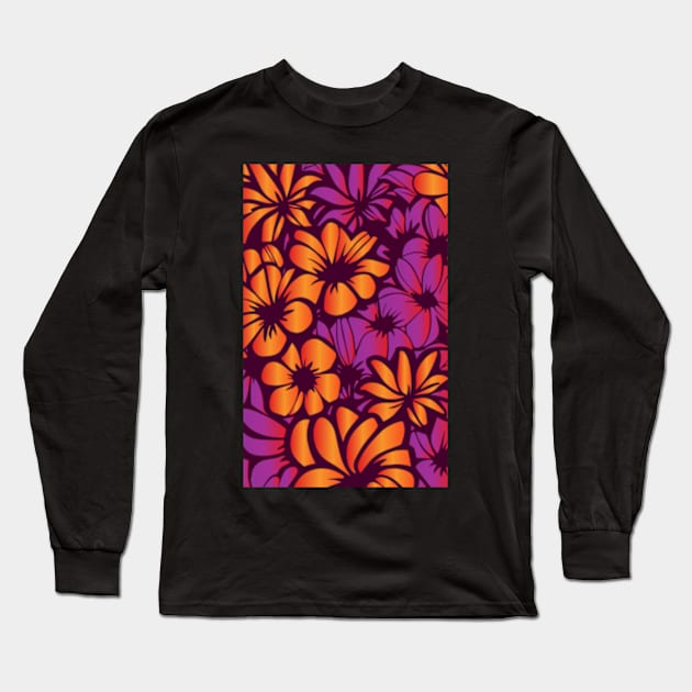 Hawaiian Flowers Long Sleeve T-Shirt by ArtFactoryAI